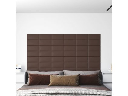 Nástěnné panely 12 ks hnědé 30 x 15 cm umělá kůže 0,54 m²