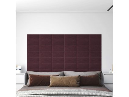 Nástěnné panely 12 ks fialové 30 x 15 cm textil 0,54 m²