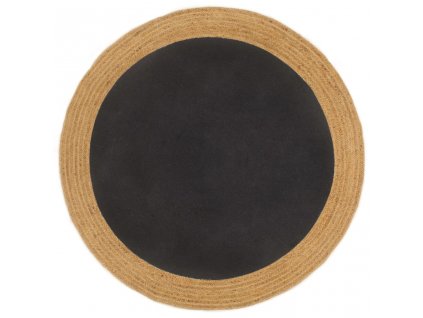 Kusový koberec pletený černý a přírodní 150 cm juta a bavlna
