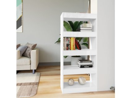 Knihovna/dělicí stěna bílá lesklá 60x30x135 cm kompozitní dřevo