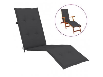 Poduška na polohovací židli antracitová (75+105) x 50 x 3 cm