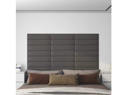 Nástěnné panely 12 ks šedé 60 x 15 cm umělá kůže 1,08 m²