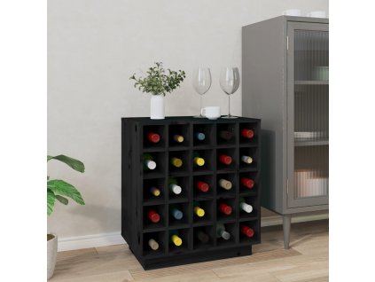 Skříňka na víno černá 55,5 x 34 x 61 cm masivní borovice 821531