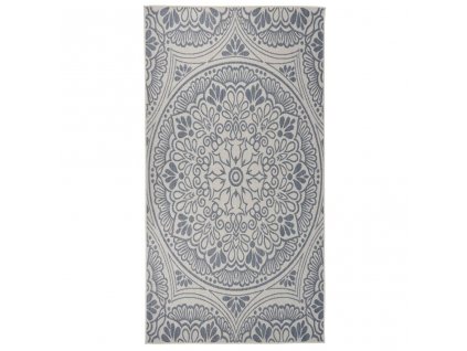 Venkovní hladce tkaný koberec 80 x 150 cm modrý vzor