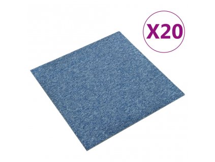Kobercové podlahové dlaždice 20 ks 5 m² 50 x 50 cm modré