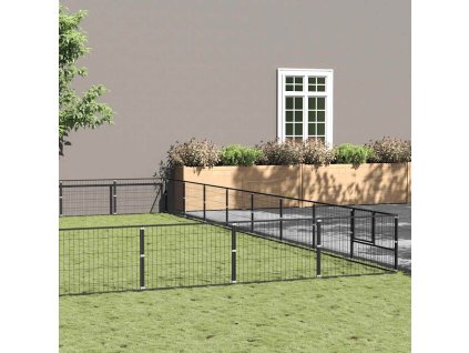 Psí kotec černý 72 m² ocel 3082188