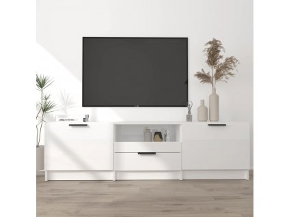 TV skříňka lesklá bílá 140 x 35 x 40 cm kompozitní dřevo
