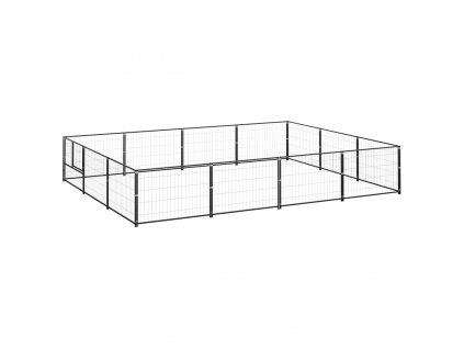 Psí kotec černý 12 m² ocel 3082128