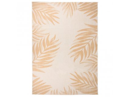 Venkovní hladce tkaný koberec 140x200 cm vzor listí