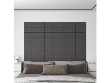 Nástěnné panely 12 ks šedé 30 x 15 cm umělá kůže 0,54 m²