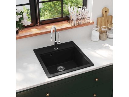 Kuchyňský dřez single žulový černý 142948