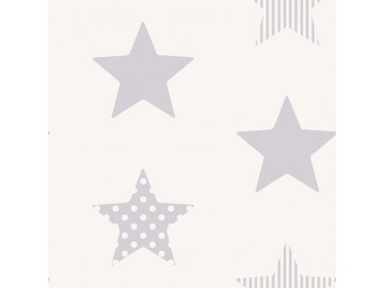 425342 Kids at Home Wallpaper "Superstar" Silver and White