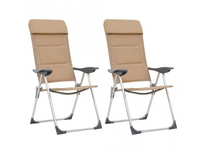 Kempingové židle 2 ks krémové 58 x 69 x 111 cm hliník