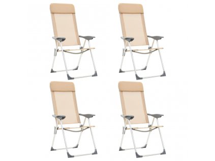 Skládací kempingové židle 4 ks krémové hliníkové