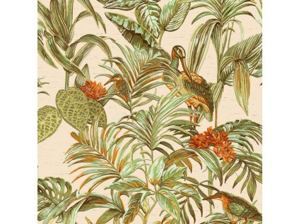 DUTCH WALLCOVERINGS Tapeta Bird-of-Paradise zelená