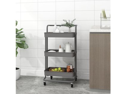 Kuchyňský vozík se 3 patry šedý 42 x 35 x 85 cm železo a ABS 336337