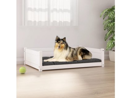 Pelíšek pro psy bílý 95,5 x 65,5 x 28 cm masivní borovice