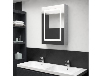 LED koupelnová skříňka se zrcadlem betonově šedá 50x13x70 cm