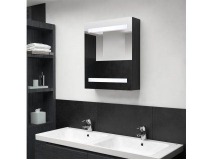 LED koupelnová skříňka se zrcadlem černá 50 x 14 x 60 cm