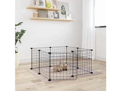 8dílná klec pro domácí mazlíčky s dvířky černá 35 x 35 cm ocel 171622