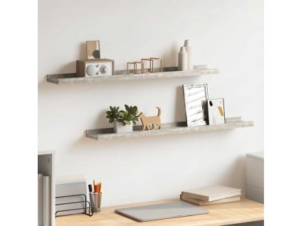 Nástěnné police 2 ks betonově šedé 80 x 9 x 3 cm 326701