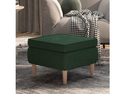 Stolička s dřevěnými nohami tmavě zelená textil