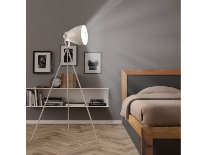 Třínohá stojací lampa kov bílá E27