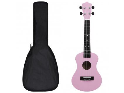 Set soprano ukulele s obalem pro děti růžové 23"