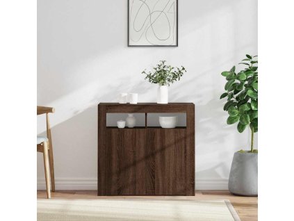 Příborník s LED osvětlením hnědý dub 80 x 35 x 75 cm 815731