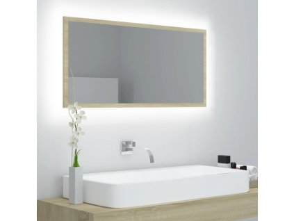 LED koupelnové zrcadlo dub sonoma 90 x 8,5 x 37 cm akrylové