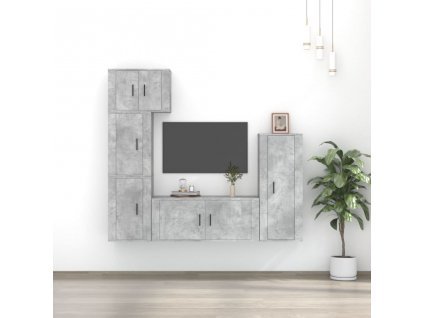 5dílný set TV skříněk betonově šedý kompozitní dřevo