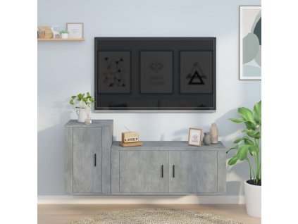 2dílný set TV skříněk betonově šedý kompozitní dřevo