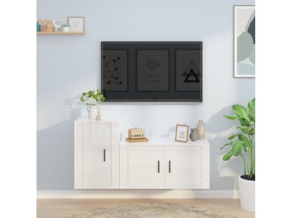 2dílný set TV skříněk bílý s vysokým leskem kompozitní dřevo