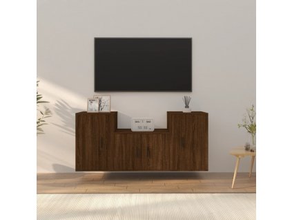 3dílný set TV skříněk hnědý dub kompozitní dřevo 3188389