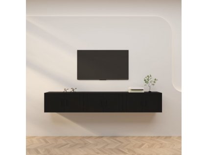Nástěnné TV skříňky 3 ks černé 80 x 34,5 x 40 cm