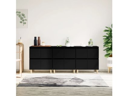 Příborníky 3 ks černé 60 x 35 x 70 cm kompozitní dřevo 3185768