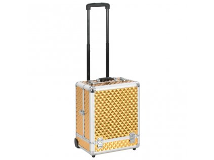 Kosmetický kufřík na kolečkách 35 x 29 x 45 cm zlatý hliník