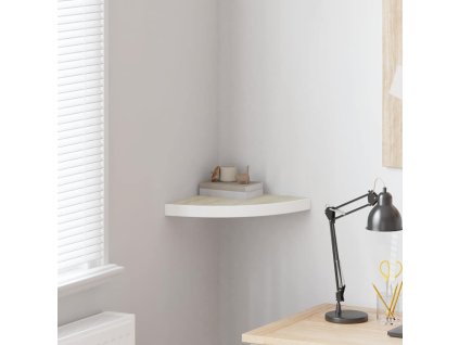 Nástěnná rohová police dub a bílá 35 x 35 x 3,8 cm MDF 326639