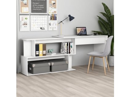Rohový psací stůl bílý 200 x 50 x 76 cm dřevotříska 801098