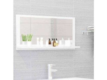 Koupelnové zrcadlo bílé vysoký lesk 80x10,5x37 cm dřevotříska