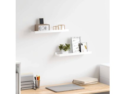 Nástěnné police 2 ks bílé s vysokým leskem 40 x 9 x 3 cm 326648