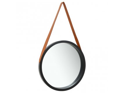 Nástěnné zrcadlo s popruhem 50 cm černé