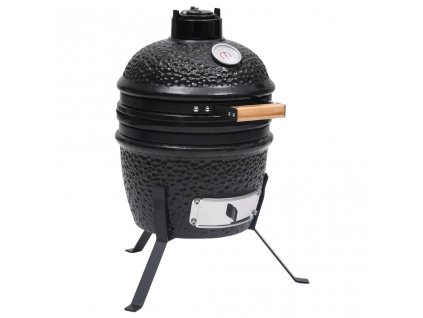 Zahradní gril a udírna 2 v 1 Kamado keramický 56 cm černý