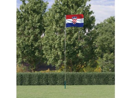 Vlajka Chorvatska a stožár 5,55 m hliník