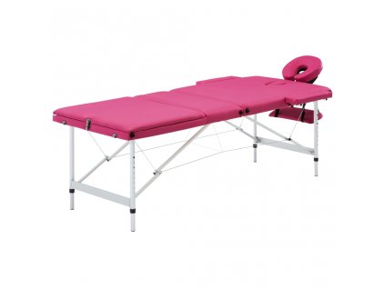 Skládací masážní stůl 3 zóny hliník růžový