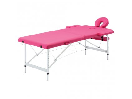 Skládací masážní stůl 2 zóny hliník růžový