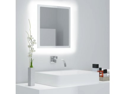 LED koupelnové zrcadlo bílé vysoký lesk 40x8,5x37 cm akrylové