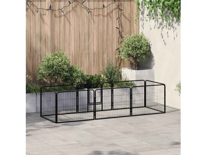 Ohrádka pro psy 8 panelů ocelová 60 x 80 cm černá 170572