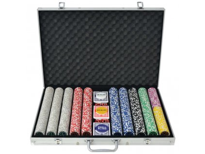 Poker set s 1000 laserovými žetony hliník