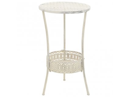 Bistro stolek ve vintage stylu kulatý kovový 40 x 70 cm bílý